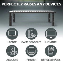 Deluxe Metal Laptop Stand For Desk - Adjustable 14" x 9" Black Monitor Stand Riser - Portable Cooling for Laptops or Screens - The Perfect Home Office