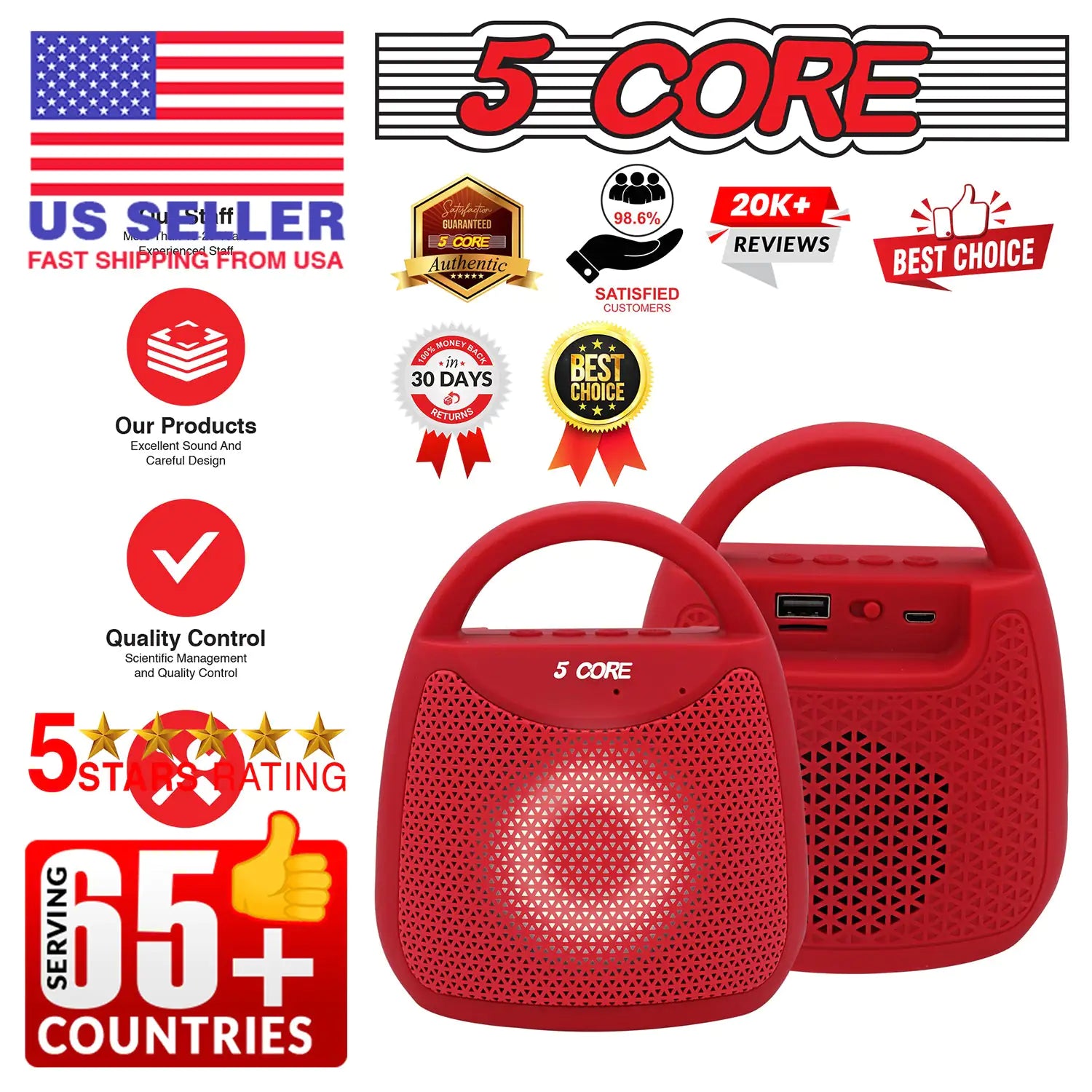 Outdoor Bluetooth Speaker Wireless Portable Waterproof for Patio Pool Party